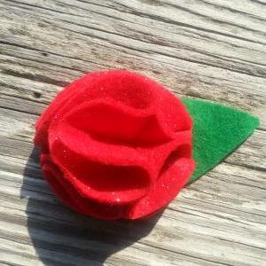 Red Rose Felt Flower Hair Clip