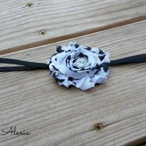 Black & White Zebra Shabby Flower..
