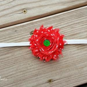 Red And Green Christmas Shabby Flower Stretch..