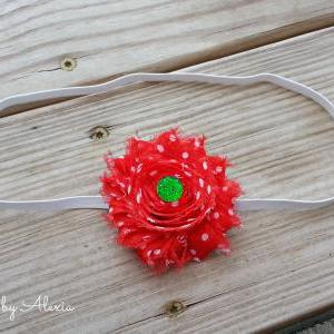 Red And Green Christmas Shabby Flower Stretch..