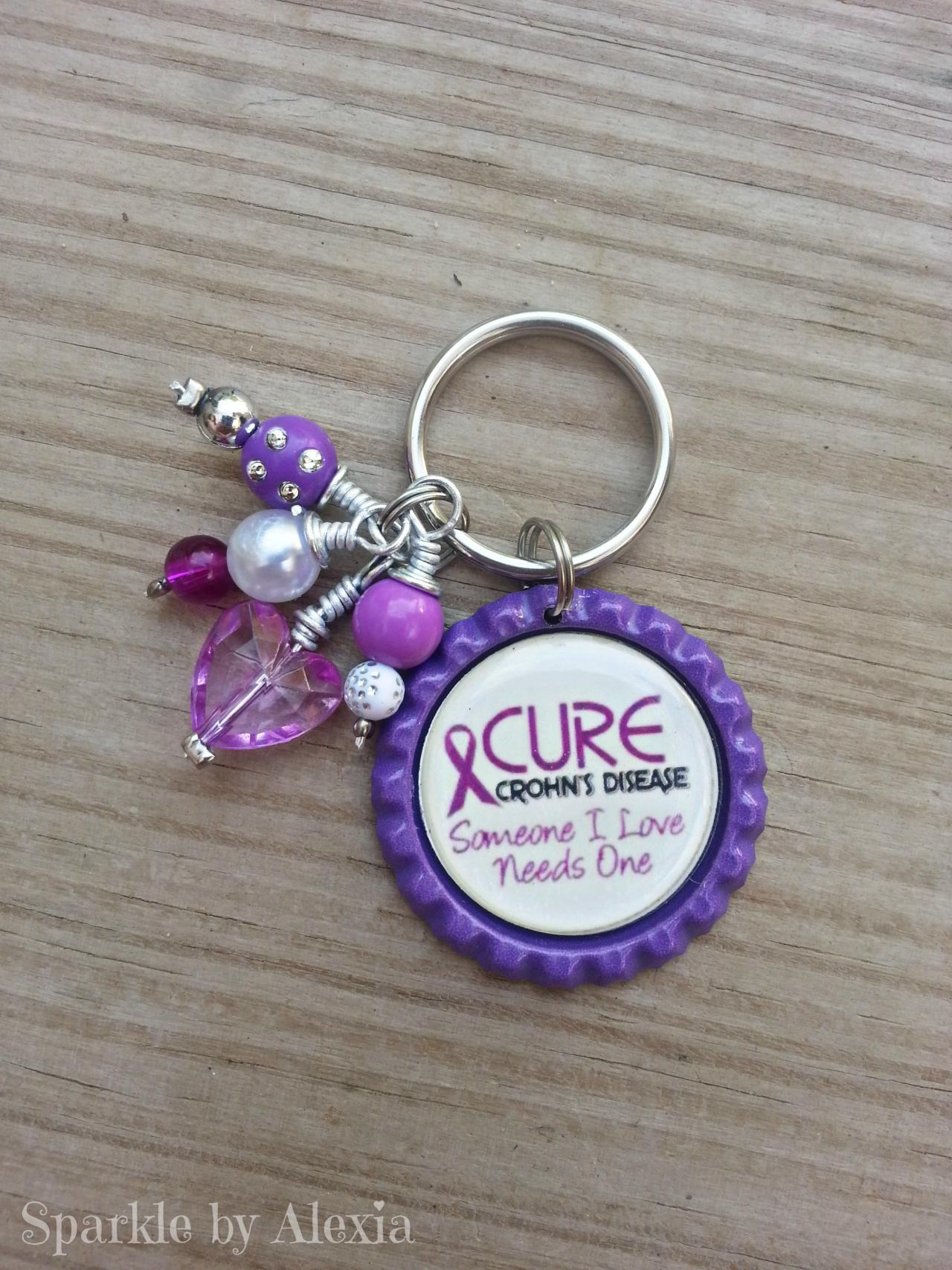 "cure Crohn's Disease. Someone I Love Needs One" Crohn's Disease Awareness Key Chain